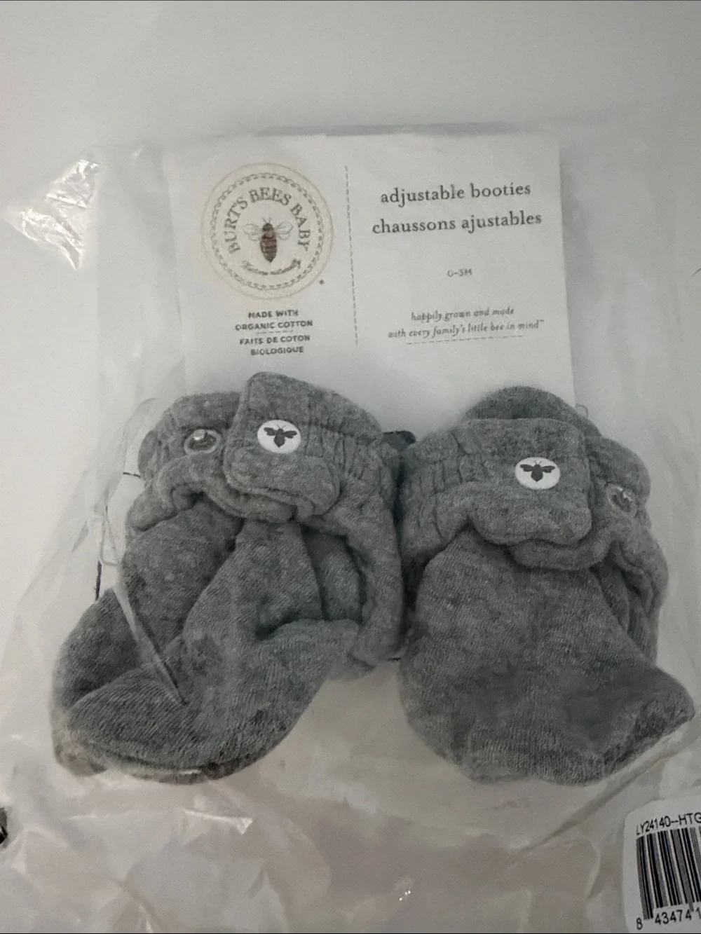 Burt's Bees Baby Heather Gray Organic Cotton Booties